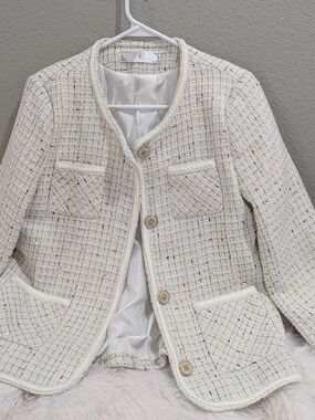 Classic Cream Tweed Jacket - Size S